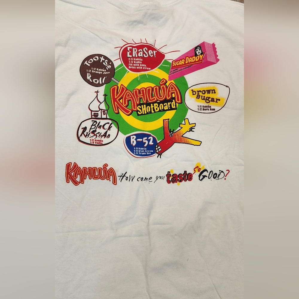 Kahlua Alcohol Beverage promotional Vintage Double Sided Graphic T-shirt Large - Picture 5 of 5